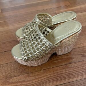 Marc Fisher Gold Platform Wedges